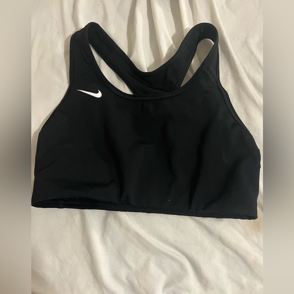 Nike Women's Black Sports Bra with White Swoosh